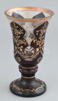 Biedermeier talpas üveg pohár, korának megfelelő kopásokkal, lepattanással m:17 cm