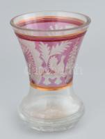 Biedermeier talpas üveg váza, korának megfelelő kopásokkal, m: 14,5 cm