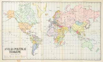 cca 1950-1960 A világ politikai térképe, kiadja: Szikra Könyvkiadó Vállalat, Bp., Offset-ny., kis szakadásokkal, 67x41 cm