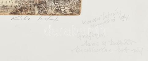 Kádas István (1941-): Esztergom. Rézkarc, papír, jelzett, számozott (31/100). 26×38 cm