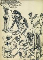 1989 Király jelzésű grafika, tus-papír 22x31 cm