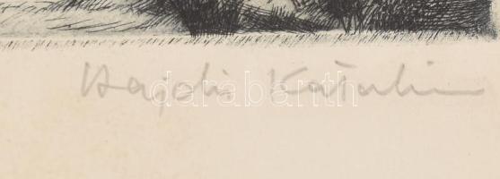 Hajdú Katalin (1932-): Duna. Színes rézkarc, papír, jelzett, 29x39 cm