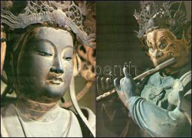 1971 Ősi kínai vallási szobrok, 8 db színes fotó, kiadói mappában, 29,5x20,5 cm