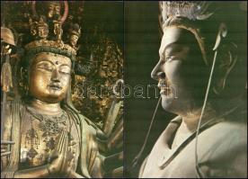 1971 Ősi kínai vallási szobrok, 8 db színes fotó, kiadói mappában, 29,5x20,5 cm