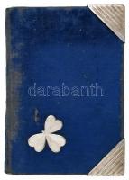 cca 1890-1902 Régi emlékkönyv, bejegyzésekkel, illusztrációkkal, szárított növényekkel, fémveretes b...