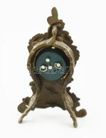 Szovjet, bronz asztalióra, mechanikus szerkezettel, nem működik, kopott, m: 23,5 cm