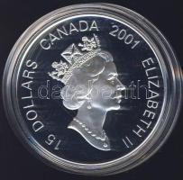 Kanada 2001. 15$ Ag "A Kígyó éve" bicolor T:PP Eredeti díszdobozban, tanúsítvánnyal!