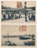 Yotsukaichi - 2 db régi japán város képeslap / 2 pre-1945 Japanese town-view postcards