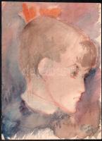 Csavlek András (1942-): Lányka, akvarell, papír, jelzett, 32×24 cm