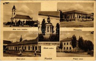 1936 Kistelek, Római katolikus templom, Hősök szobra, polgári és elemi iskola, községháza (Rb)