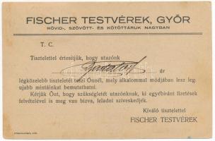 1925 Győr, Fischer Testvérek üzletének reklámja (EK)