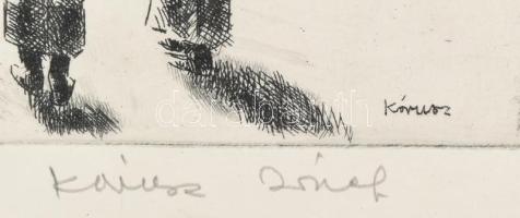 Kórusz József (1927-2010): Reggel a Dunán. Rézkarc, papír, jelzett, számozott (85/100). Üvegezett, k...