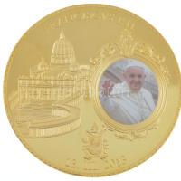 Vatikán DN "Ferenc pápa / Civitas Vaticana" aranyozott, részben multicolor emlékérem (70mm) T:PP Vatican ND "Pope Franz / Civitas Vaticana" gilt, partially multicolor medallion (70mm) C:PP