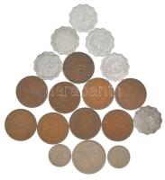 Izrael ~1940. 18db vegyes fémpénz, közte 1949. 10p bronz (9x) T:2-3 Israel ~1940. 18pcs of mixed coins, with 1949. 10 Pruta bronze (9x) C:XF-F