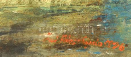 Őri Rózsa Gyula (?- ): Piac. Olaj, farost jelzett. Dekoratív fakeretben, 64×43 cm