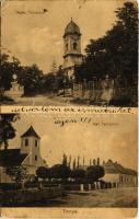 1916 Tinnye, Római katolikus templom, Református templom. Fogyasztási szövetkezet kiadása (szakadás / tear)