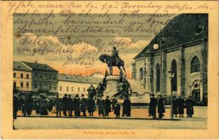 1923 Kolozsvár, Cluj; Mátyás király tér és szobor. Keszey Albert kiadása / square, statue, monument (EK)