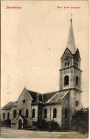 1913 Zsombolya, Hatzfeld, Jimbolia; Római katolikus templom. Perlstein F. kiadása / Catholic church (EK)