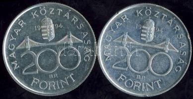 1994. 200Ft Ag "Deák" (2x) T:2,2- ph.