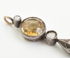 Arany (Au/14k) Art Deco medál, nagyméretű ónixal és citrinnel, valamint 3db kis méretű gyémánttal ék...