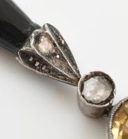 Arany (Au/14k) Art Deco medál, nagyméretű ónixal és citrinnel, valamint 3db kis méretű gyémánttal ék...