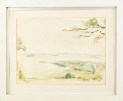Olvashatatlan jelzéssel: Balaton. Akvarell, papír. Fakeretben. 29x30 cm.