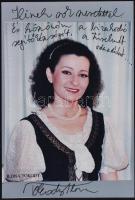 Tokody Ilona (1953- ) Kossuth- és Liszt Ferenc-díjas opera-énekesnő (szoprán) autográf aláírása és sorai őt ábrázoló fotón, 15x10 cm