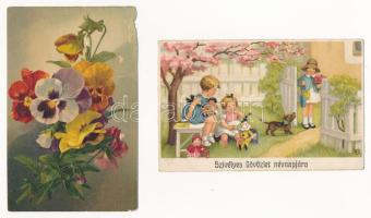 20 db RÉGI üdvözlő motívum képeslap vegyes minőségben / 20 pre-1945 greeting motive postcards in mix...