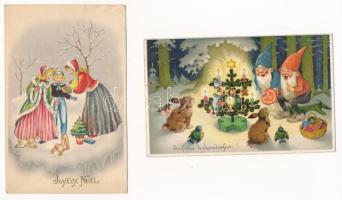 20 db RÉGI karácsonyi üdvözlő motívum képeslap vegyes minőségben / 20 pre-1945 Christmas greeting motive postcards in mixed quality