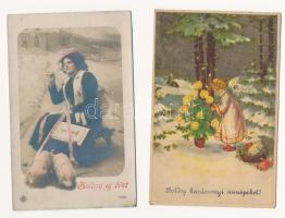 20 db RÉGI karácsonyi üdvözlő motívum képeslap vegyes minőségben / 20 pre-1945 Christmas greeting mo...