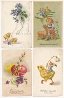 20 db RÉGI húsvéti üdvözlő motívum képeslap vegyes minőségben / 20 pre-1945 Easter greeting motive postcards in mixed quality