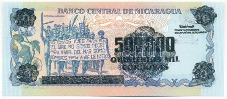 Nicaragua DN (1990) 500.000C felülbélyegzés 20C bankjegyen T:I- Nicaragua ND (1990) 500.000 Cordobas overprint on 20 Cordobas banknote C:AU