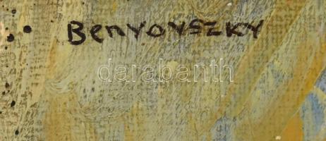 Benyovszky István (1898-1969): Lóportré. Olaj, karton, jelzett, dekoratív fakeretben, 25×20,5 cm