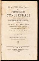 [Kéler Zsigmond (1742-1809)] Sigismundo Kéler: Tractatus practicus de processu concursuali secundum ordinem judiciarium pro regno Hungariae partibusque eidem ednexis benigne praesciptum instituendo. Autore - - regio riscali procuratore. Viennae, 1786., Typis Josephi Hraschanazky, 8 sztl. lev. + 256 p. Korabeli kartonált papírkötés, kopott, foltos, sérült borítóval, foltos lapokkal.