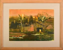 Buzás András (1943-): Késő délután (Erdély). Olaj, papír, jelzett, üvegezett fakeretben, 21×30 cm