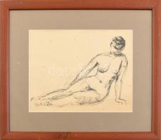 Kováts Nagy Ira (1921-2008): Női akt. Tus, papír, jelzett, apró szakadással, üvegezett keretben, 18x24 cm
