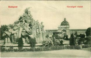 Budapest XIV. Városligeti részlet, szökőkút. Hátoldalon sorsjegy a Szegény gyermekpoliklinika javára (fa)