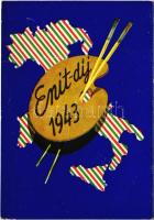 1943 Enit-díj. Olasz Nemzeti Idegenforgalmi Propaganda Hivatal kiadása / Pictures of Italian subjects by Hungarian artists, advertising postcard (fa)
