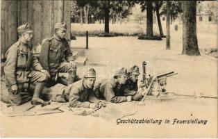 1917 K.u.k. Geschützabteilung in Feuerstellung / Osztrák-magyar fegyveres csapatok lőállásban gépfegyverrel. Alex J. Klein No. 1306. / WWI Austro-Hungarian military, soldiers with machine gun (EK)