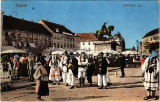 1908 Zagreb, Zágráb; Jelacicev trg / market / piac (EB)