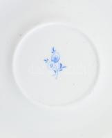 Herendi kék virágmintás erőleveses csésze aljjal, d: 15,5 cm, jelzett, hibátlan