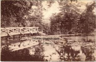 1907 Püspökfürdő, Szentlászlófürdő, Baile 1 Mai (Nagyvárad, Oradea); tó és híd. Helyfi László kiadása / lake and bridge (EK)