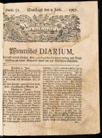 Wienerisches Diarium, von Staats, vermischten und gelehrten Neuigkeiten. 1757, Nr 53--105. (teljes második félév. Ghelensche Erben,, Wien, Modern vászonkötésben