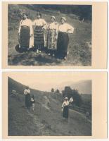 2 db régi román népviseletes fotó képeslap: Bukovina és Arges / 2 pre-1945 Romanian folklore photo postcards: Bucovina and Arges (N.I. Norland)