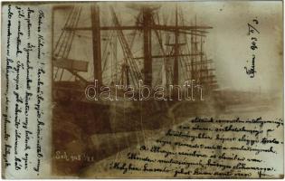 1903 Fiume, Rijeka; kikötő, hajó / port, ship. Soh photo (EB)