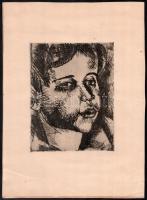Uitz Béla (1887-1972): Fiúportré, 1920. Rézkarc, papír. Jelezve jobbra lent (halványan). Sérült (törésnyommal). 17,5×13,5 cm