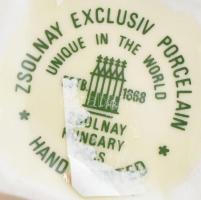 Zsolnay pillangó mintás bonbonier, kézzel festett, hibátlan, 7,5×7,5 cm