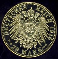 Német Birodalom / Császárság / Poroszország 1915. 20M aranyozott Ag 15,08g újverete T:PP