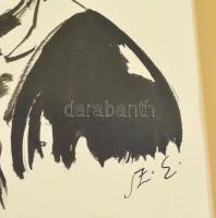 Szász Endre (1926-2003): Pilota. Tus, papír, jelzett (Sz.E), üvegezett keretben, 27×17 cm