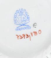 Herendi Viktória mintás fonott tálka. Kézzel festett, jelzett, hibátlan, d: 9 cm